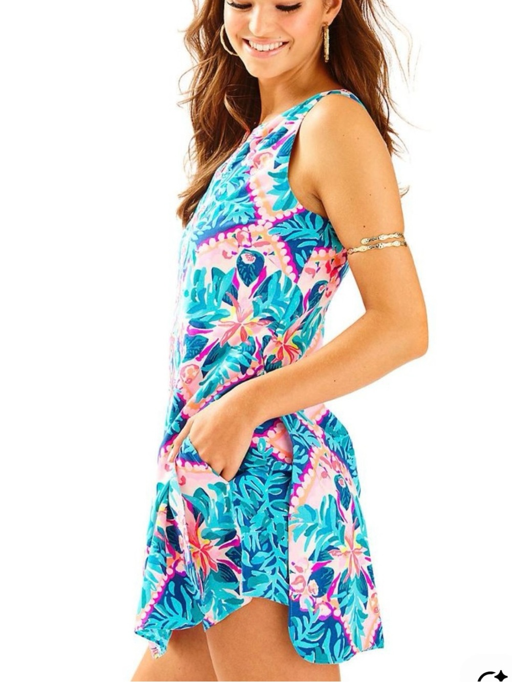 NWT Lilly Pulitzer Tanya Romper Seaside Aqua Coconut Cove Size 10 - Picture 4 of 12